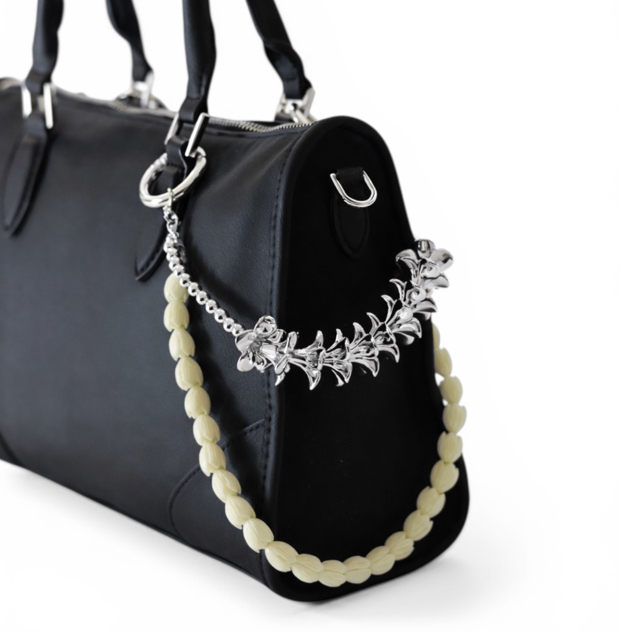 Kenna Bag Charm in Silver Plumeria