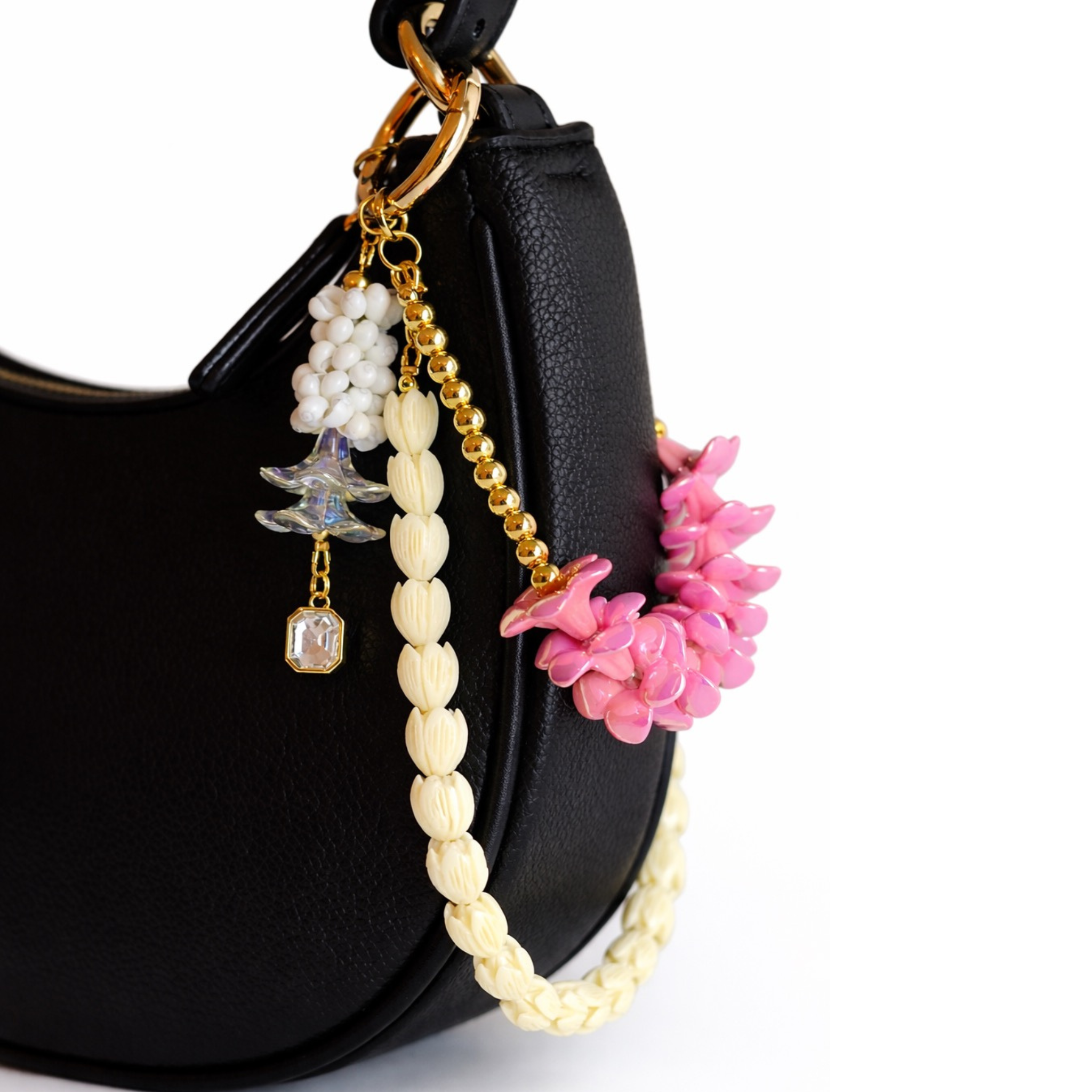 Kenna Bag Charm in Pink Plumeria
