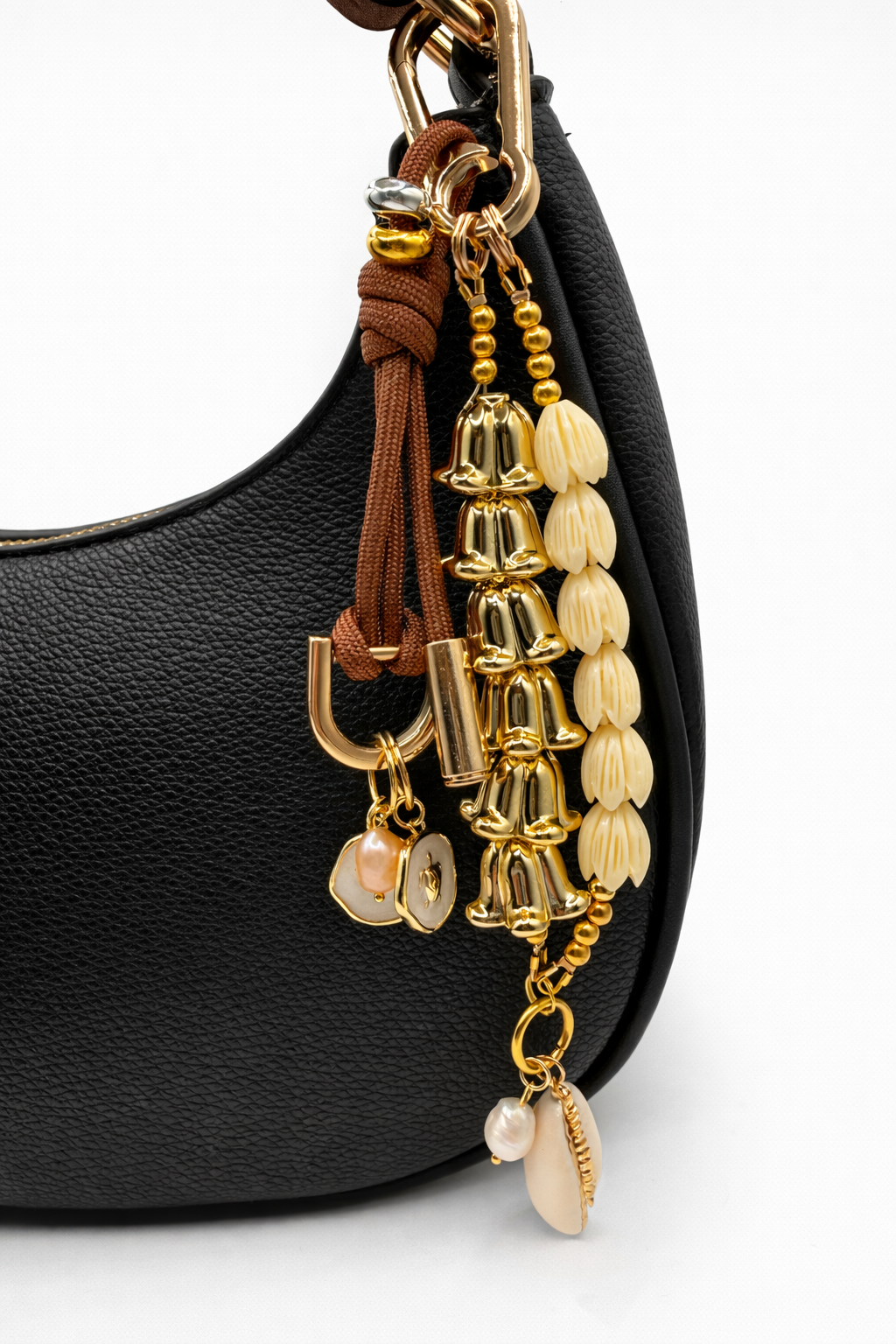 Mahina Bag Charm in Gold Crown Flower