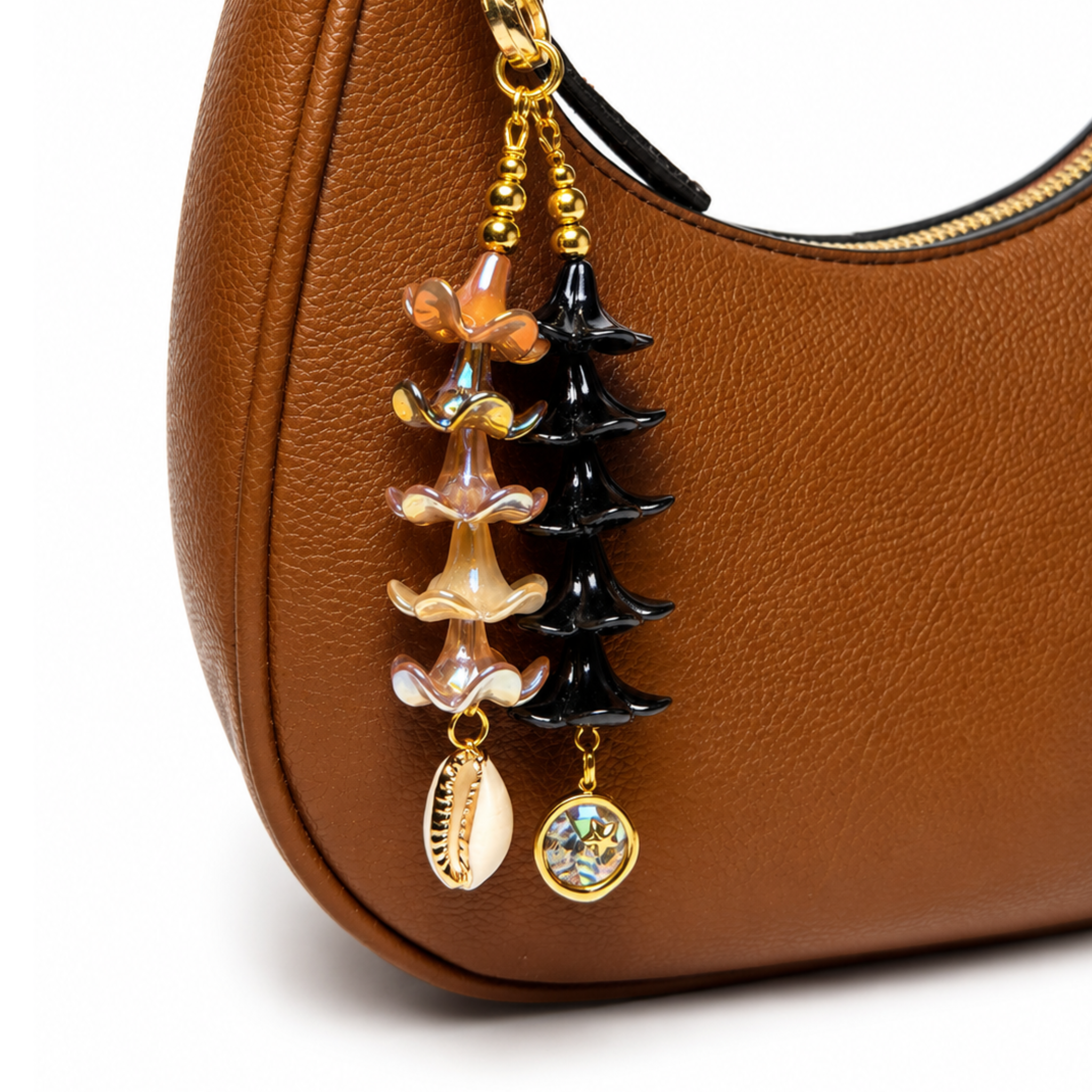 Melly Bag Charm in Brown Puakenikeni