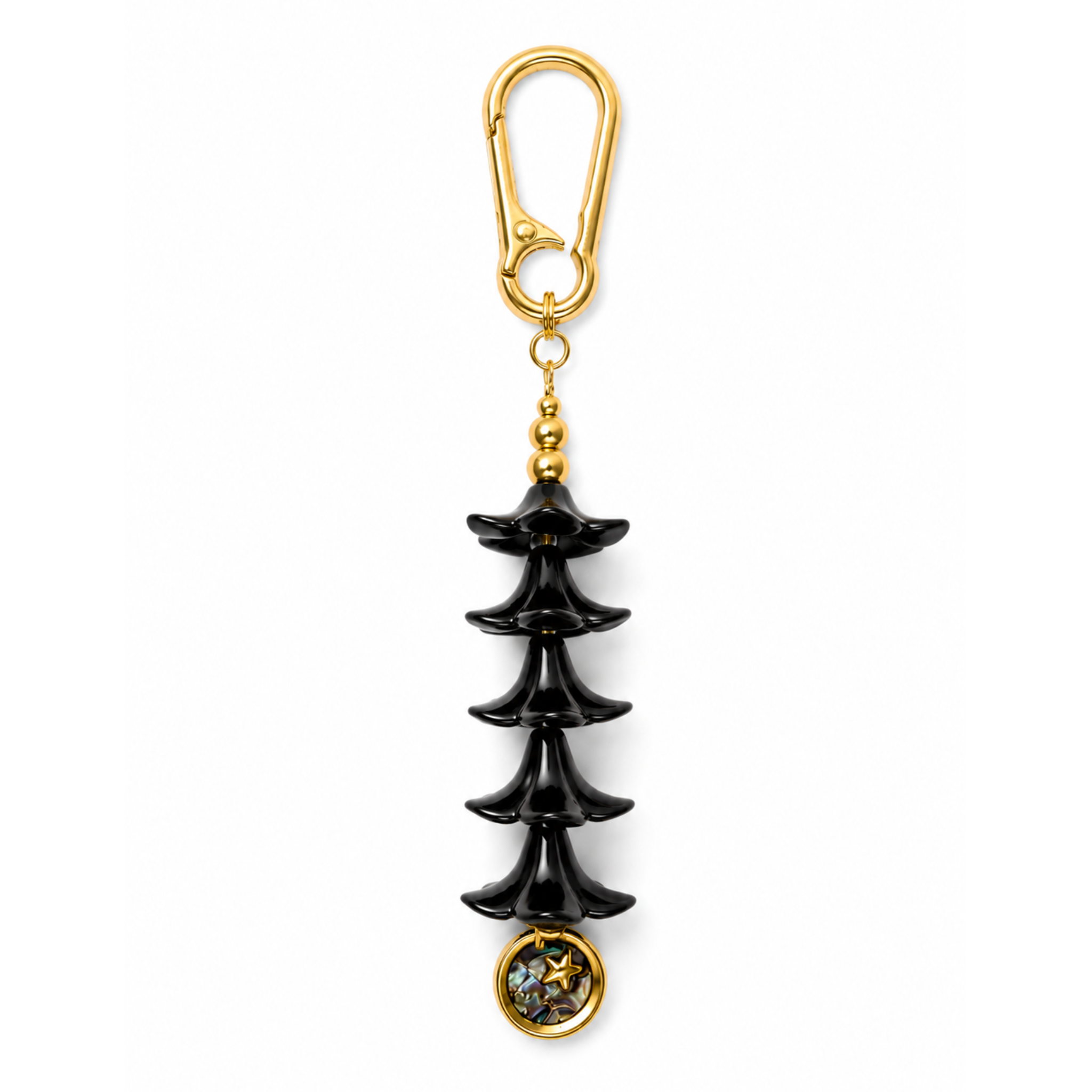 Melly Bag Charm in Black Plumeria