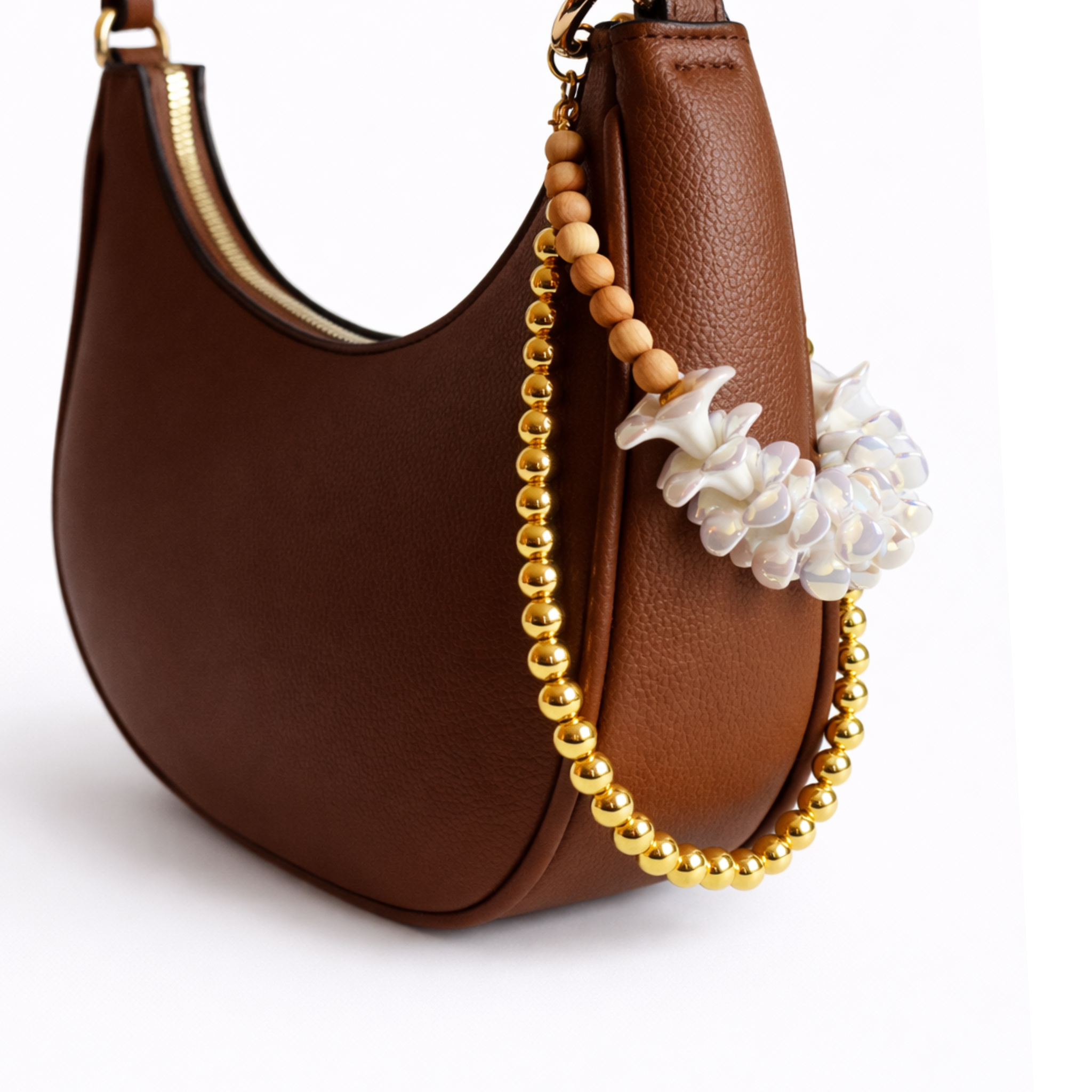 Kenna Bag Charm in White Plumeria