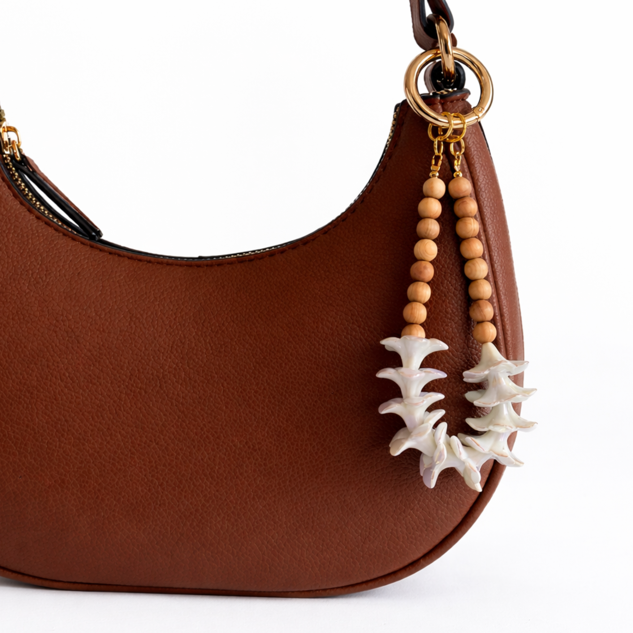 Kenna Bag Charm in White Plumeria